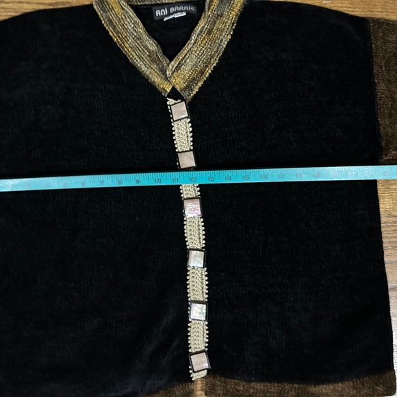 Ani Barrie Black Brown Chenille Button Front Cardigan, L - Picture 3 of 7